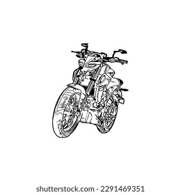 Motorcycle vector illustration, Motorcycle coloring page for book and drawing, Line art motorcycle