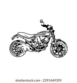 Motorcycle vector illustration, Motorcycle coloring page for book and drawing, Line art motorcycle