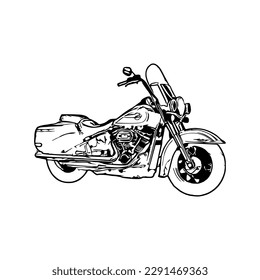 Motorcycle vector illustration, Motorcycle coloring page for book and drawing, Line art motorcycle