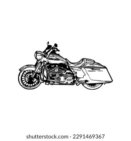 Motorcycle vector illustration, Motorcycle coloring page for book and drawing, Line art motorcycle