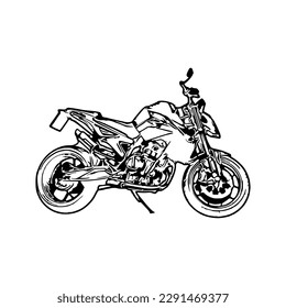 Ilustración de los vectores de motocicletas, página de coloreado de motocicletas para libros y dibujos, motocicleta de arte de línea