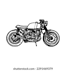 Motorcycle vector illustration, Motorcycle coloring page for book and drawing, Line art motorcycle