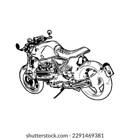 Motorcycle vector illustration, Motorcycle coloring page for book and drawing, Line art motorcycle