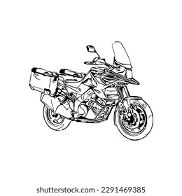 Motorcycle vector illustration, Motorcycle coloring page for book and drawing, Line art motorcycle