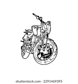 Motorcycle vector illustration, Motorcycle coloring page for book and drawing, Line art motorcycle
