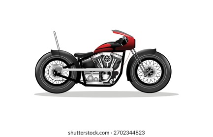 El diseño de la Ilustración vectorial de la motocicleta es de color rojo y tiene un fondo blanco, conveniente para todo el contenido.
