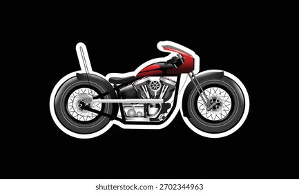 El diseño de la Ilustración vectorial de la motocicleta es de color rojo y tiene un fondo negro, conveniente para todo el contenido.