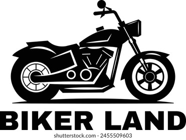 Motorcycle vector illustration, harley davidson bike logo, biker land logo, vintage harley motorcycle logo  