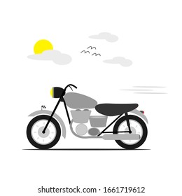 Motorcycle vector ilustration, motocycle vector with cloudy wheater