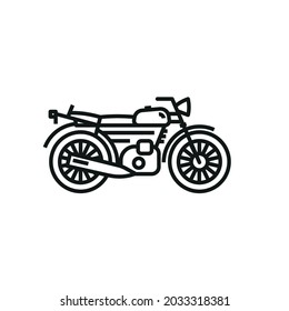 Motorcycle vector outline style black linear icon isolated on transparent background