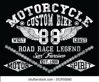 Motorcycle vector print and varsity. For t-shirt or other uses in vector.