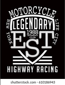 Motorcycle vector print and varsity. For t-shirt or other uses in vector.