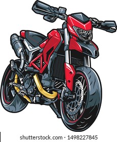 Motorcycle vector, realistic illustration. Black motorbike half-face with many details on a white background