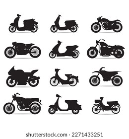 motorcycle vector set in silhouette style