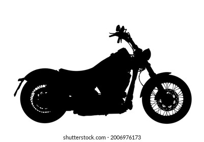 Motorcycle vector silhouette illustration. Road travel by bike. Freedom concept. Powerful engine for fast vehicle. Top speed for outdoor pleasure.