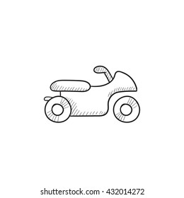 Motorcycle vector sketch icon isolated on background. Hand drawn Motorcycle icon. Motorcycle sketch icon for infographic, website or app.