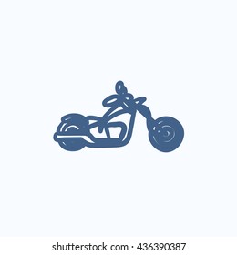 Motorcycle vector sketch icon isolated on background. Hand drawn Motorcycle icon. Motorcycle sketch icon for infographic, website or app.