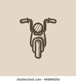 Icono de esbozo de vector de motocicleta aislado en el fondo. Icono de motocicleta dibujado a mano. Icono de esbozo de motocicleta para infografía, sitio web o aplicación.