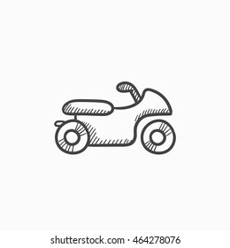 Motorcycle vector sketch icon isolated on background. Hand drawn Motorcycle icon. Motorcycle sketch icon for infographic, website or app.