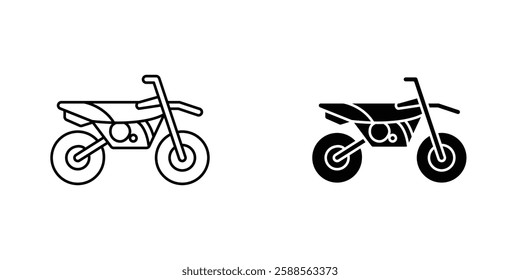 Motorcycle vectors icons set in filled and strokes on white background