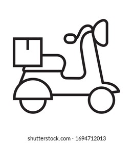 motorcycle vehicle with box delivery line style vector illustration design