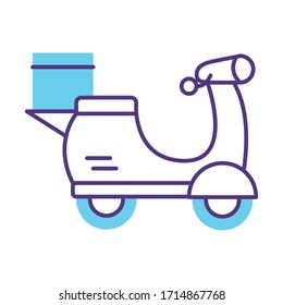 motorcycle vehicle with box delivery line style vector illustration design