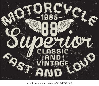 Motorcycle vintage graphic, motorcycle emblem vector print and varsity. For t-shirt or other uses in vector.T shirt graphic