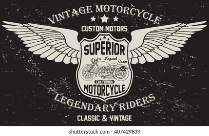 Motorcycle vintage graphic, motorcycle emblem vector print and varsity. For t-shirt or other uses in vector.T shirt graphic