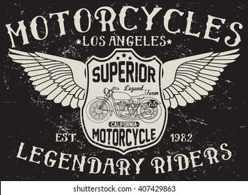 Motorcycle vintage graphic, motorcycle emblem vector print and varsity. For t-shirt or other uses in vector.T shirt graphic