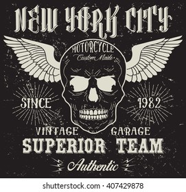 Motorcycle vintage graphic, motorcycle emblem vector print and varsity. For t-shirt or other uses in vector.T shirt graphic