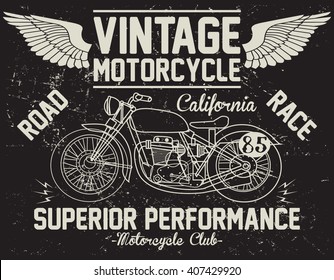 Motorcycle vintage graphic, motorcycle emblem vector print and varsity. For t-shirt or other uses in vector.T shirt graphic