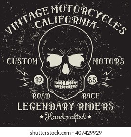Motorcycle vintage graphic, motorcycle emblem vector print and varsity. For t-shirt or other uses in vector.T shirt graphic