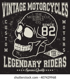 Motorcycle vintage graphic, motorcycle emblem vector print and varsity. For t-shirt or other uses in vector.T shirt graphic