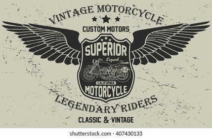Motorcycle vintage graphic, motorcycle emblem vector print and varsity. For t-shirt or other uses in vector.T shirt graphic