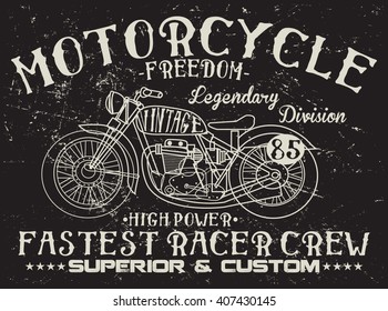 Motorcycle vintage graphic, motorcycle emblem vector print and varsity. For t-shirt or other uses in vector.T shirt graphic