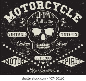 Motorcycle vintage graphic, motorcycle emblem vector print and varsity. For t-shirt or other uses in vector.T shirt graphic