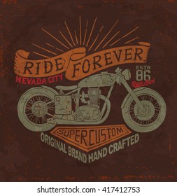 Motorcycle. Vintage motorcycle label. motorcycle typography t-shirt printing design.