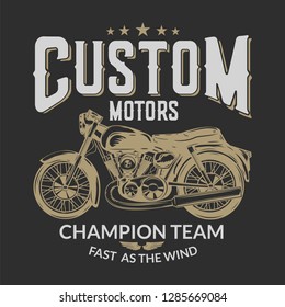 Motorcycle vintage label. Vector illustration.