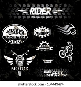 motorcycle vintage labels, set of emblems