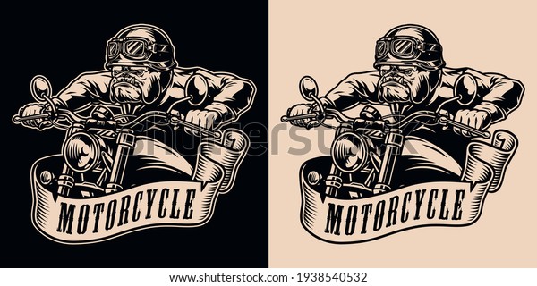 Motorcycle Vintage Monochrome Logo Dangerous Bulldog Stock Vector ...