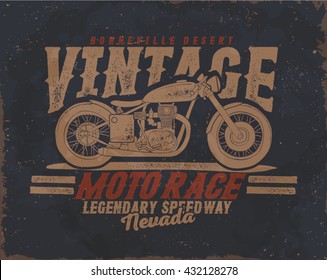 motorcycle. vintage motor tee print. Custom motorcycle illustration. 