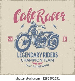 Motorcycle vintage placard. Vector illustration.