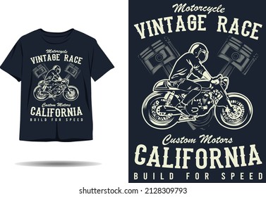 Motorcycle vintage race custom motors california silhouette t shirt design