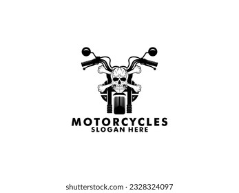 Motorcycle Vintage with Skull and Wing logo concept in black and white colors isolated vector illustration