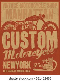 motorcycle . vintage motorcycle. typography t-shirt printing.