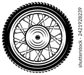 Motorcycle vintage wheel. Vector monochrome template. Element for design.