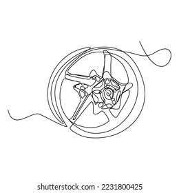 motorcycle wheel continuous line vector design