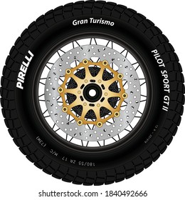 Rueda de motocicleta Alta definición con freno de disco 
