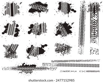 MOTORCYCLE WHEEL TRAIL VECTOR SET