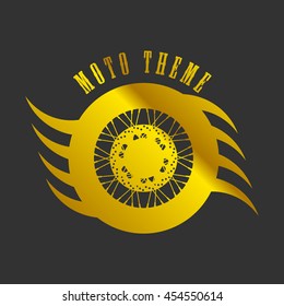 Motorcycle wheel Vector Logo Symbol inside shield with wings
